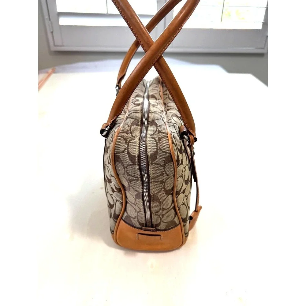 Coach Vintage Signature Satchel C1R-6097 Carry All Purse Leather Handles Canvas
